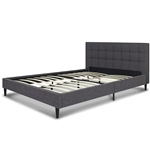 Full size Grey Mid-Century Modern Upholstered Platform Bed Frame with Headboard