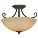 Ceiling Light Fixture 14.5 x 10-inch Classic Bronze with Amber Glass