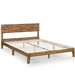 King size Modern Wood Platform Bed Frame with Headboard in Medium Brown