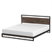 King size Modern Metal Wood Platform Bed Frame with Headboard in Gray