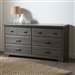 Bedroom 6-Drawer Double Dresser Wardrobe Cabinet in Grey Maple Finish