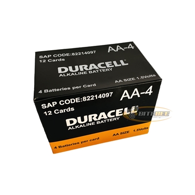 Duracell MN1500 AA Size Alkaline Battery 48 Batteries (12 Cards, 4 Per Card)