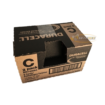 Duracell MN1400B2 C Size 1.5-Volt Coppertop Alkaline Battery 16 Pcs (8 Cards, 2 Per Card)