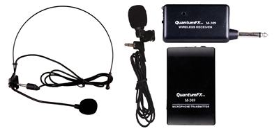 QFX M-309 Wireless Dynamic Professional Mic w/Lapel Mic, Headset Mic & Receiver