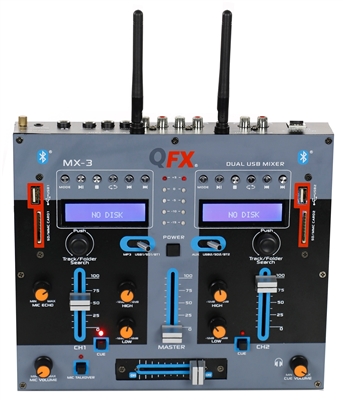 QFX MX-3 Professional 2 Channel  DJ Mixer w/Dual Bluetooth/USB/SD Input