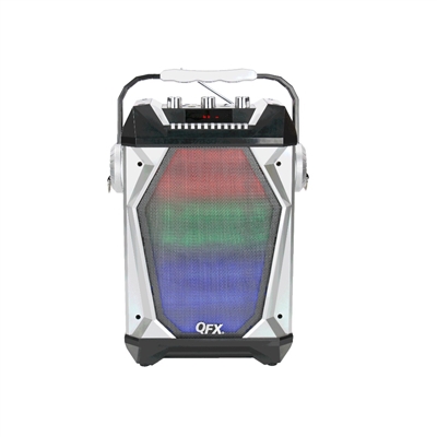 QFX PBX-10700 Rechargeable Speaker w/Bluetooth/FM/USB/TF Card/AUX-IN/Lights/Remote