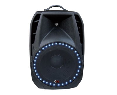 QFX SBX-1504BTL PA Speaker with Built-In Amp/Bluetooth/LED Light/USB Player/Remote/FM/EQ