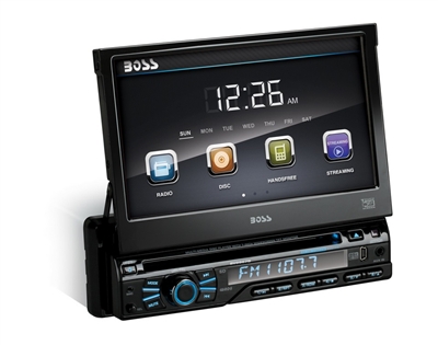 Boss BV9967B Single-DIN 7" In-Dash Motorized Detachable Touchscreen with DVD/CD/USB/SD/MP4/MP3 Player, Bluetooth and Remote