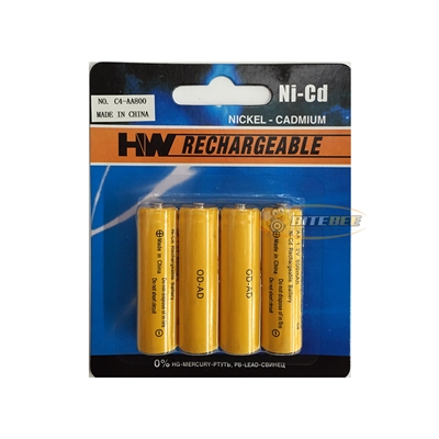 PHC C4-AA800 Nickel-Cadmium (Ni-Cd) Rechargeable Battery AA 1.2V 800mAh - 4 Pieces