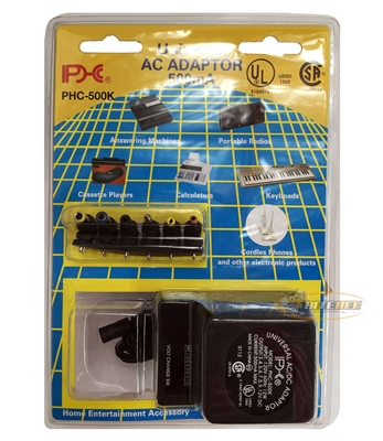 PHC PHC-500K Universal AC/DC Adapter 500mA with 6 Plugs
