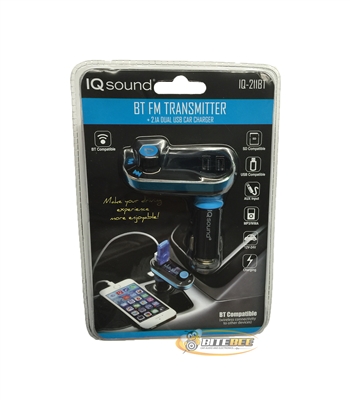 IQ Sound IQ-211BT Bluetooth FM Transmitter 2.1A Dual USB Car Charger MP3/WMA