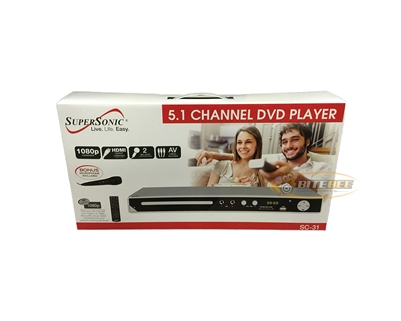 Supersonic SC-31 5.1 Channel DVD Player with USB/SD IN/MIC/Remote - Silver