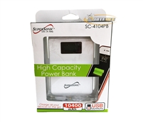 Supersonic SC-4104PB Rechargeable 10400 mAH Power Bank w/ 2 USB Output - White