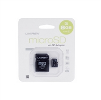Unirex MSD-082 8GB Class 4 MicroSD High Capacity Card with SD Adapter