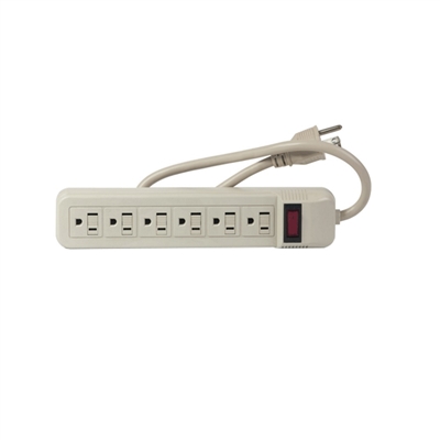 Uninex PS07U 6 Outlet Heavy Duty Power Strip - WHITE