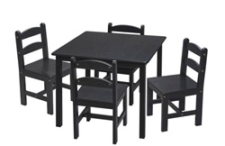 Gift Mark Square Table with 4 Chairs in Espresso