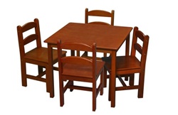 Gift Mark Square Table with 4 Chairs in Honey