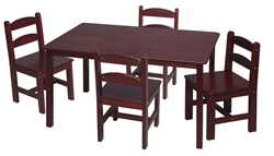 Gift Mark Rectangle Table with 4 Chairs in Cherry