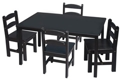Gift Mark Rectangle Table with 4 Chairs in Espresso 3009E