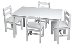 Gift Mark Rectangle Table with 4 Chairs in White 3009W