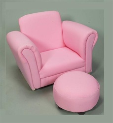 Gift Mark Upholstered Kid's Rocking Chair Chair with Ottoman - Pink