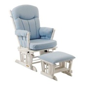 Shermag Chanderic Glider Rocker and Ottoman in Blue Gingham 37908