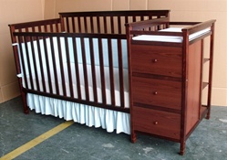 Shermag Florence Crib N Bed with Changing Station Combo in Cherry