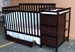 Shermag Florence Crib N Bed with Changing Station Combo in Espresso