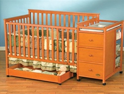 Shermag Florence Crib N Bed with Changing Station Combo in Honey