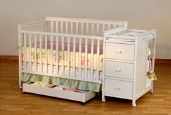 Shermag Florence Crib N Bed with Changing Station Combo in White