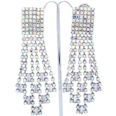 Extravagant Mozaic Clip-On Earrings with AB Swarovski Crystals