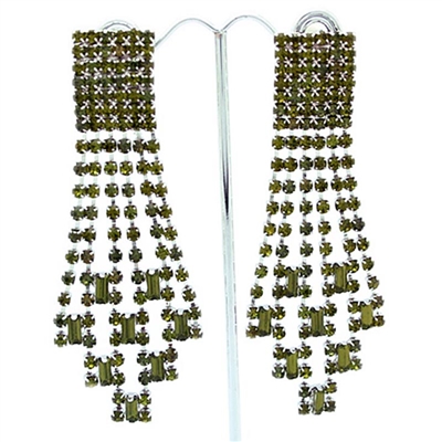 Extravagant Mozaic Clip-On Earrings with Olivine Swarovski Crystals