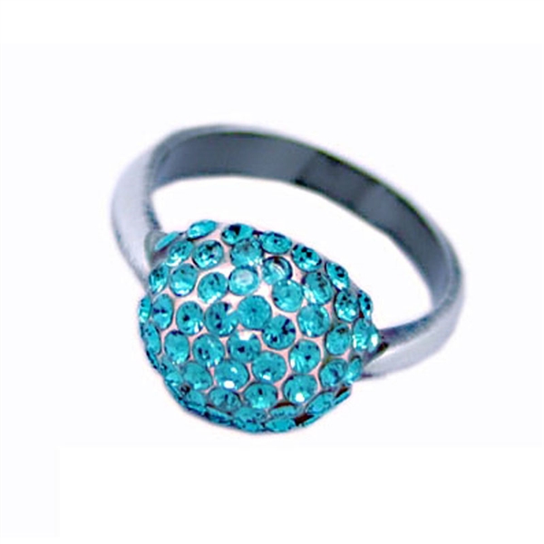 Blue Zircon Swarovski Crystals Hemisphere Ring