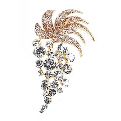 Gold Swarovski Crystals Grapes Brooch