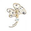 Gold Extravagant Leaves Swarovski Crystals brooch