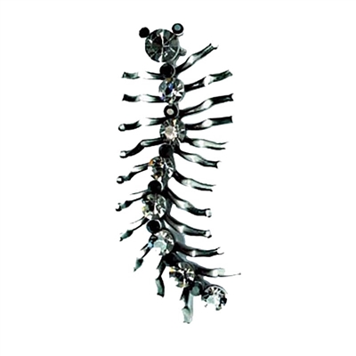 Black Swarovski Crystals Centipede Brooch