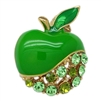 Green Swarovski Crystals Small Apple Brooch