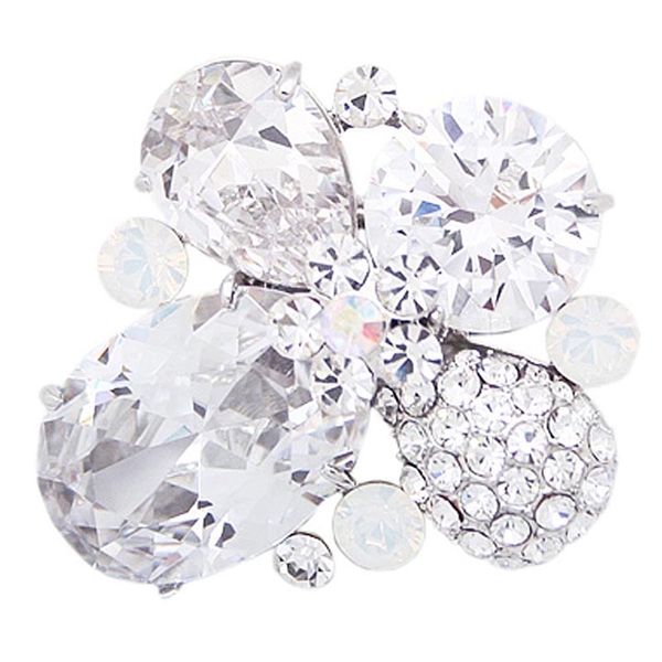 Silver Swarovski Chunky Crystals Brooch