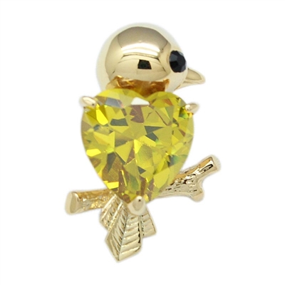 Gold Swarovski Crystals Lovely Parrot Brooch