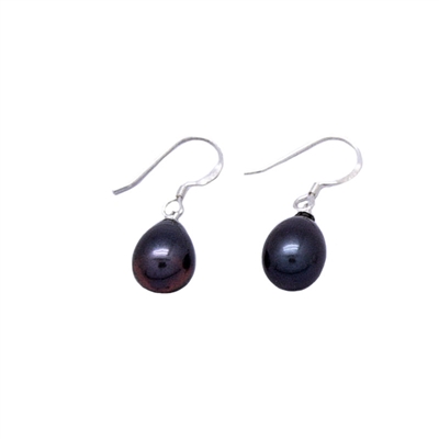 Grey Teardrop Freshwater Pearl Earrings 925 Sterling Silver