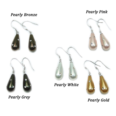 Teardrop Mother of Pearl Earrings 925 Sterling Silver