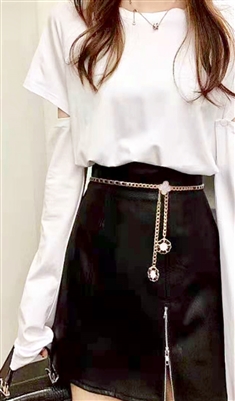 Motif Metal Belt or Necklace black white