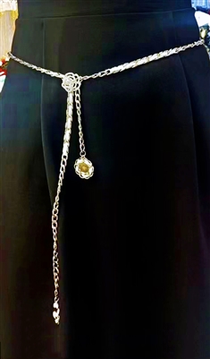 Camellia Metal Belt or Necklace black white