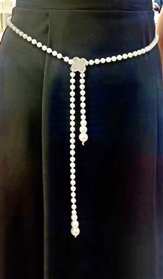 Motif Pearls Belt or Necklace black white