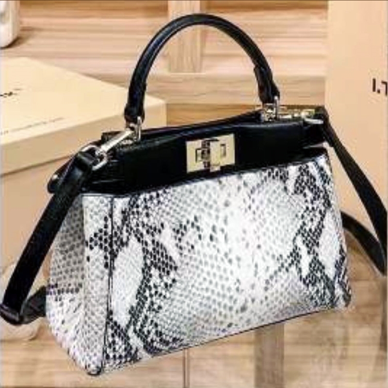 Snake Print Leather Tote