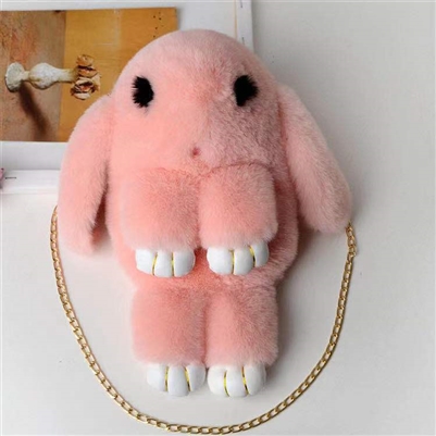 Plush Rabbit Bagpack Shoulder Bag Peach