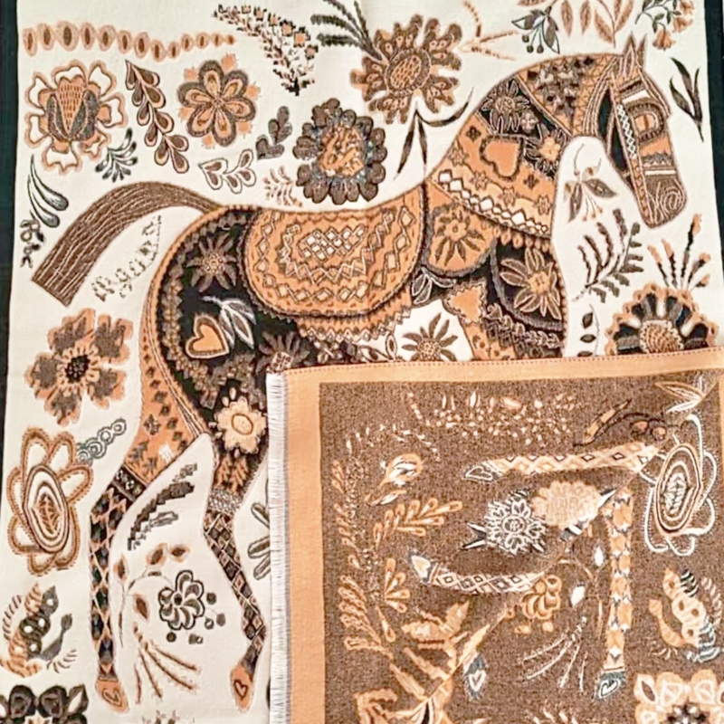 Designer Floral Horse Pashmina Wrap