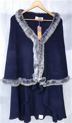 Stylish Designer Pashmina With Rabbit Fur Trimmings