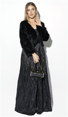 Classic Rabbit Fur Long Sleeves Waistcoat - Elegant Black - Small