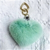 Love Heart Rex Rabbit Fur Key Holder Tiffany Blue